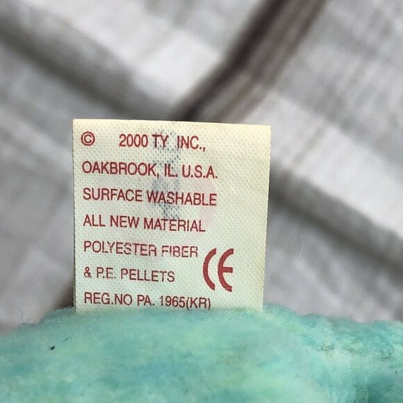 Ty Beanie Baby ARIEL 2000 Plush Blue Bear Embroidered In Memory 9” - Picture 5 of 5